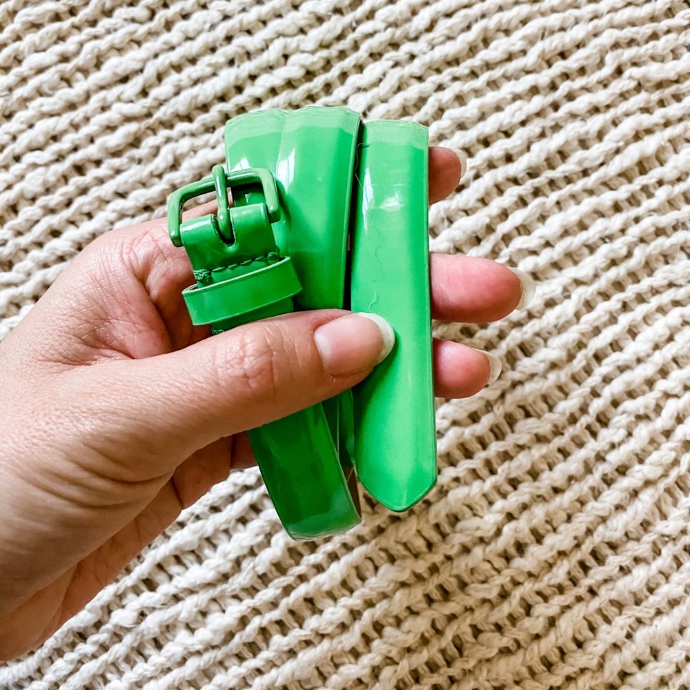 Bright green leather belt from J. Crew